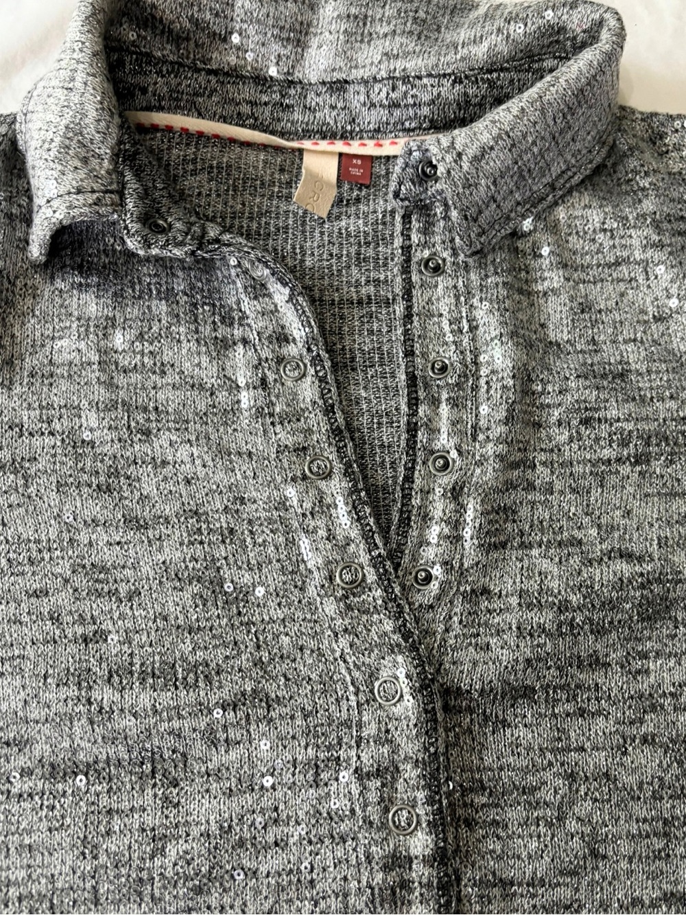 Pilcro Anthropologie Gray Sequin Metallic Knit Pullover Top XS - Picture 5 of 8